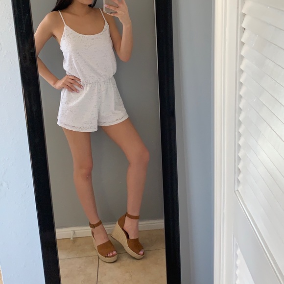 Ambiance Pants - White lace romper